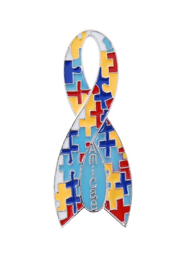 HUSURU Greek ZA Sorority Jewelry Autism Puzzle Piece Ribbon Amicae Pin Brooch Soceity Members Gifts Survivor Jewelry - Image 1